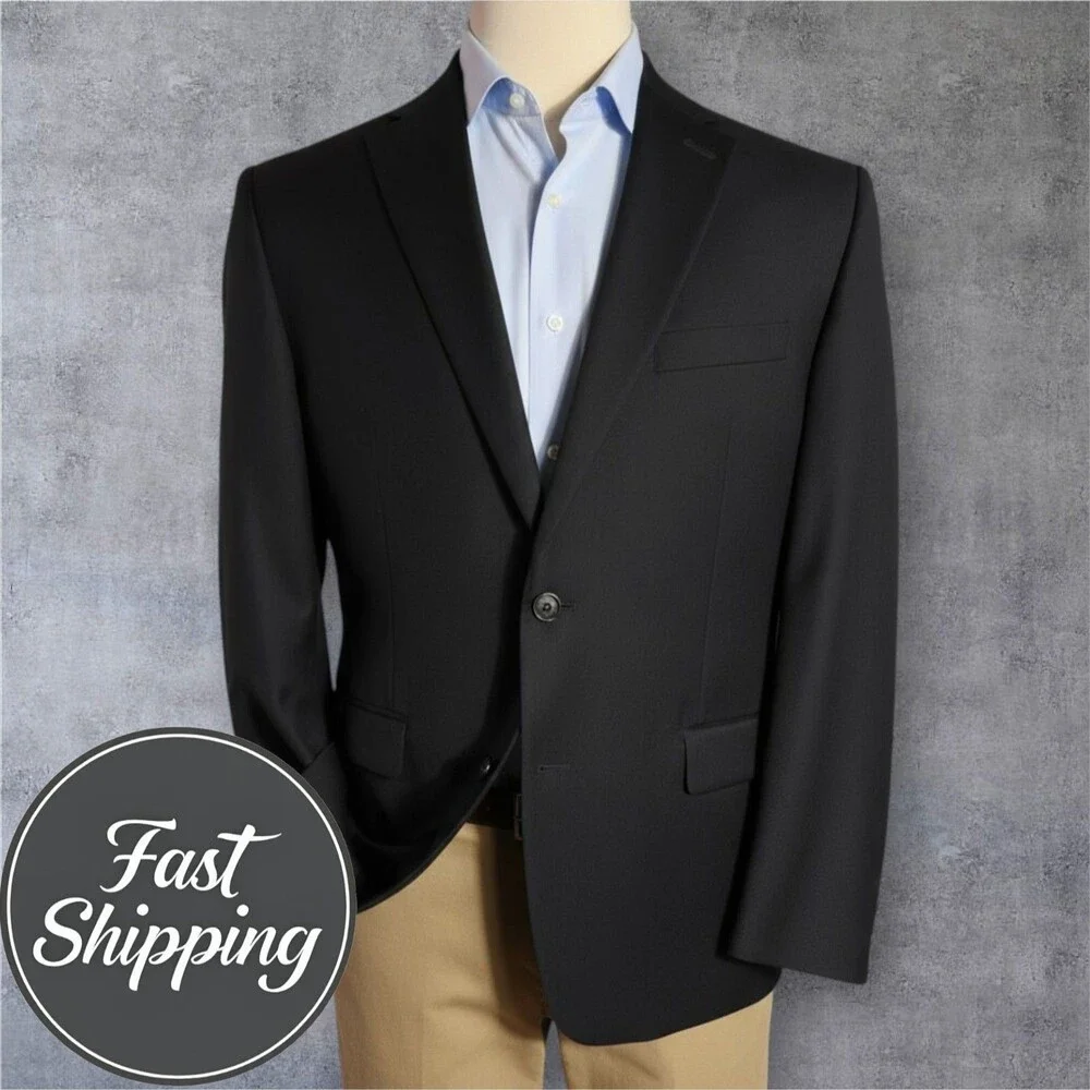 $395 Ralph Lauren Men’s Blazer 42R Black Wool Sport Coat 2 Button Suit Jacket